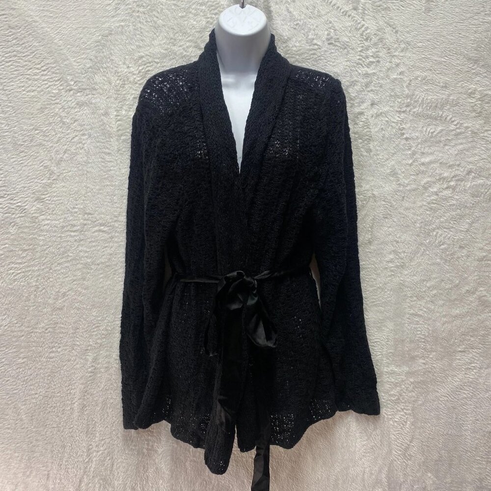 Lane Bryant Linen Blend Wrap Sweater‎ Womens 22/24 Black Capsule Wardrobe Career